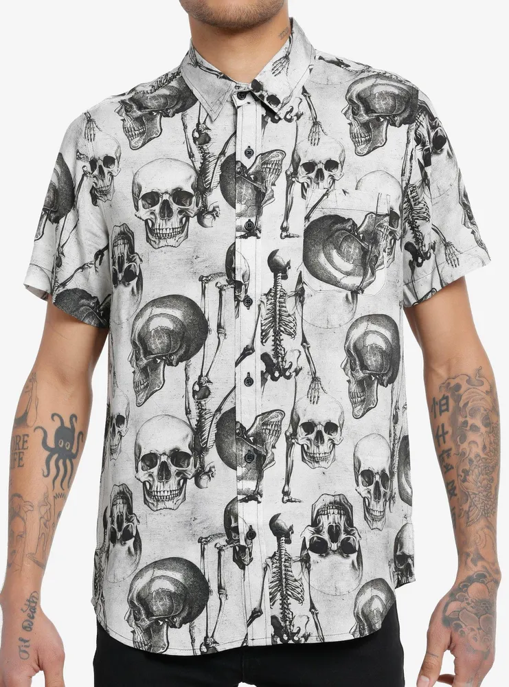 Cosmic Aura Skeletons & Skulls Woven Button-Up