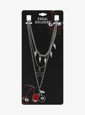 Social Collision® Spike Cherry 8 Ball Necklace Set