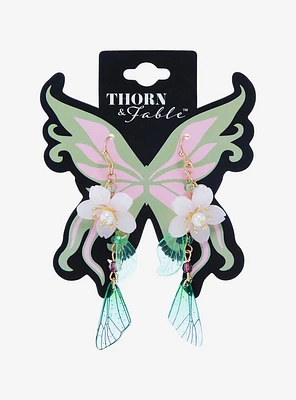 Thorn & Fable Sakura Fairy Wing Drop Earrings