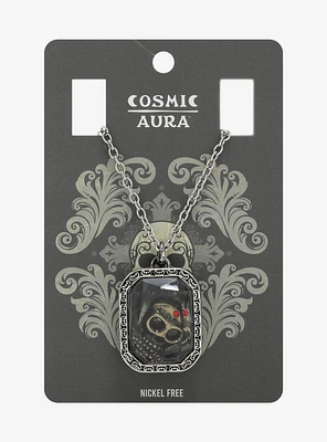 Cosmic Aura Skull Stone Pendant Necklace