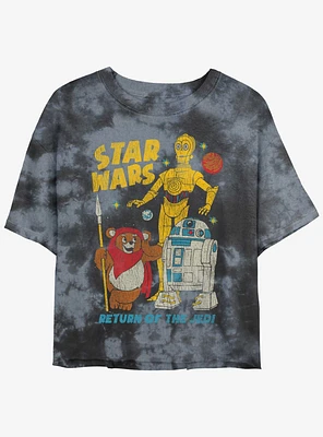 Star Wars Walk The Ewok Girls Tie-Dye Crop T-Shirt
