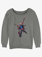Marvel Spider-Man: Across the Spider-Verse Spider-Punk Rock Out Girls Slouchy Sweatshirt
