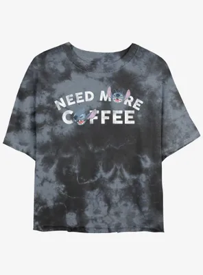 Disney Lilo & Stitch Need More Coffee Womens Tie-Dye Crop T-Shirt
