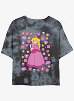 Mario Princess Peach Womens Tie-Dye Crop T-Shirt