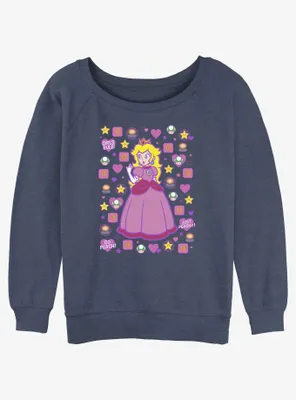 Mario Princess Peach Womens Slouchy Sweatshirt
