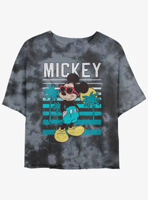 Disney Mickey Mouse Beachin' Womens Tie-Dye Crop T-Shirt