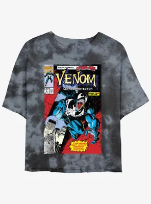 Marvel Venom Lethal Protector Comic Cover Womens Tie-Dye Crop T-Shirt