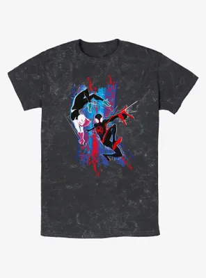 Marvel Spider-Man: Across the Spider-Verse Spider-Gwen and Miles Morales Mineral Wash T-Shirt