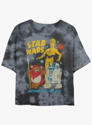 Star Wars Walk The Ewok Womens Tie-Dye Crop T-Shirt