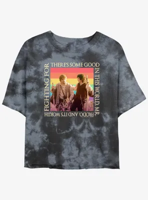 The Lord of Rings Sam and Frodo Good World Womens Tie-Dye Crop T-Shirt