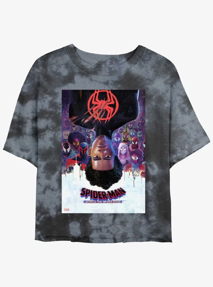 Marvel Spider-Man: Across the Spider-Verse Poster Womens Tie-Dye Crop T-Shirt