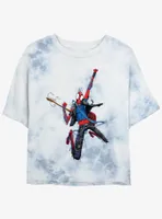 Marvel Spider-Man: Across the Spider-Verse Spider-Punk Rock Out Womens Tie-Dye Crop T-Shirt