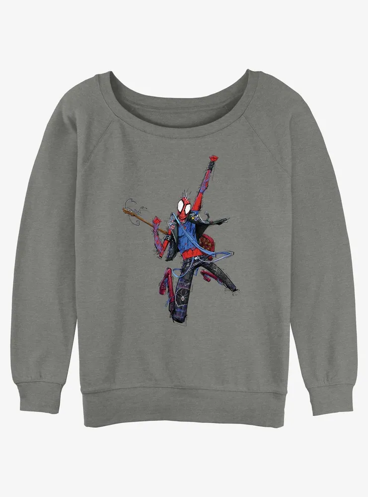 Marvel Spider-Man: Across the Spider-Verse Spider-Punk Rock Out Womens Slouchy Sweatshirt