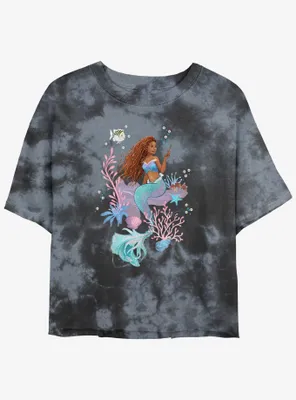 Disney The Little Mermaid Ariel Dinglehopper Womens Tie-Dye Crop T-Shirt
