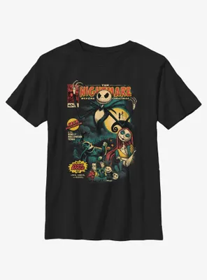 Disney The Nightmare Before Christmas Jack Skellington King of Halloween Comic Cover Youth T-Shirt