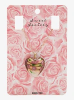 Sweet Society Glass Rose Heart Pendant Necklace