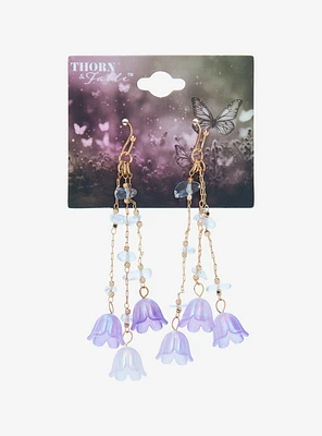 Thorn & Fable Purple Crystal Flower Drop Earrings