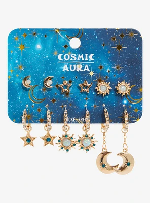 Cosmic Aura Gold Celestial Earring Set