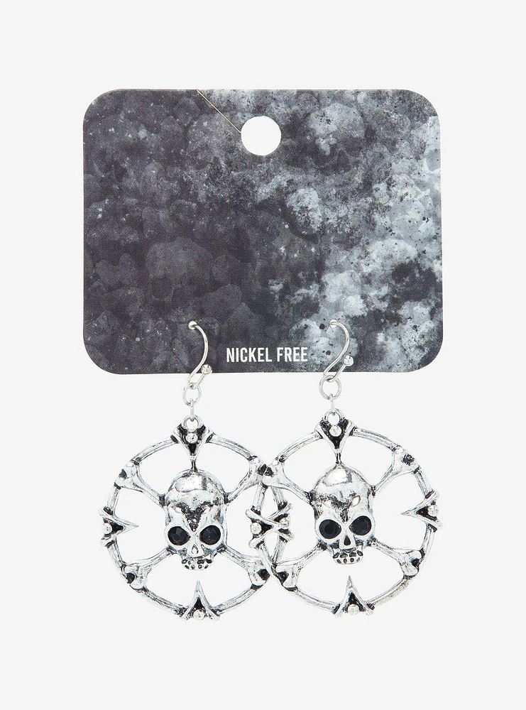 Skull & Crossbones Circle Drop Earrings