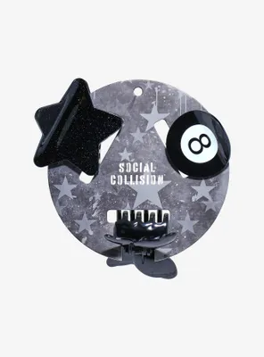 Social Collision® 8 Ball Star Butterfly Claw Hair Clip Set