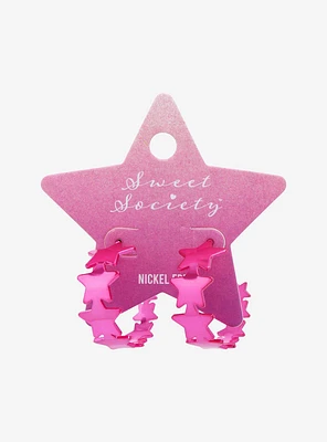 Sweet Society Hot Pink Star Hoop Earrings