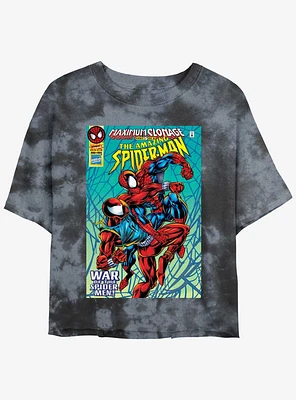 Marvel Spider-Man Clone Wars Comic Cover Girls Tie-Dye Crop T-Shirt