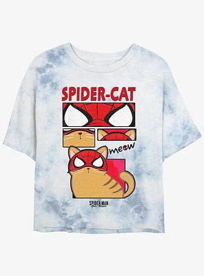 Marvel Spider-Man: Across the Spider-Verse Spider-Cat Girls Tie-Dye Crop T-Shirt