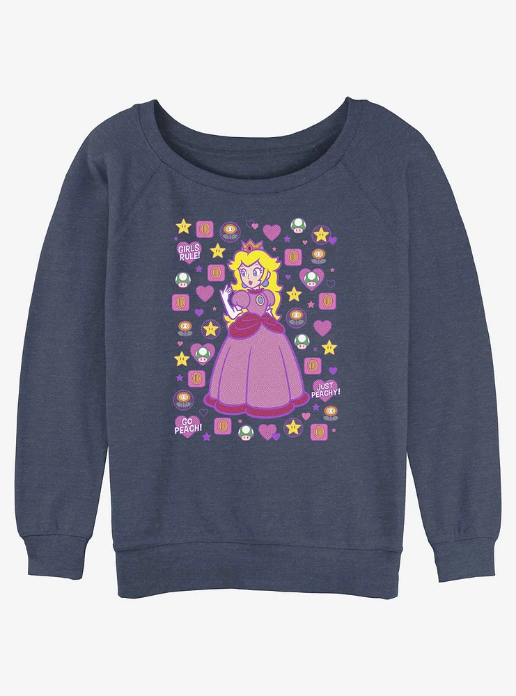 Mario Princess Peach Girls Slouchy Sweatshirt