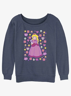 Mario Princess Peach Girls Slouchy Sweatshirt