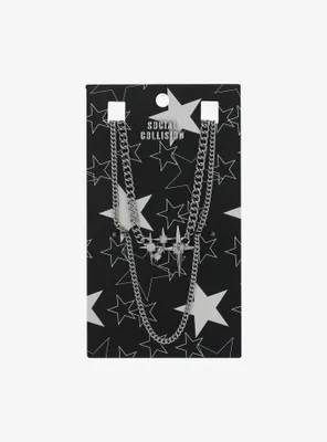 Social Collision Triple Star Layered Chain Necklace