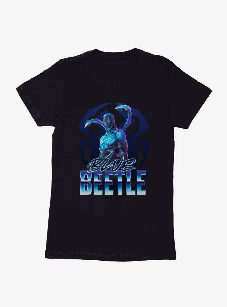 Blue Beetle Scarab Silhouette Womens T-Shirt