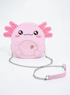 Pink Axolotl Pin Collector Crossbody Bag