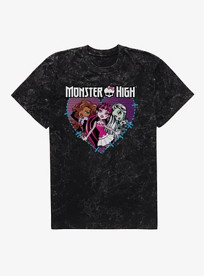 Monster High Stitched Heart Group Pose Mineral Wash T-Shirt