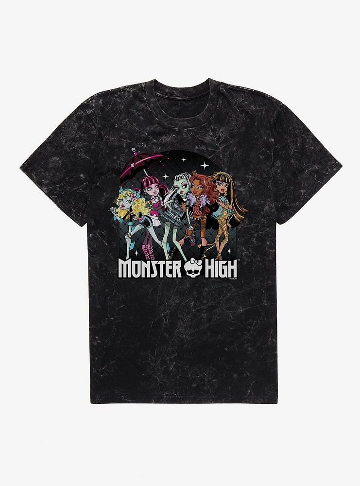 Monster High Night Sky Group Mineral Wash T-Shirt