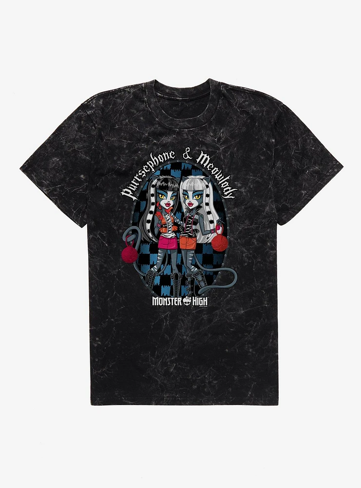 Monster High Purrsephone And Meowlody Mineral Wash T-Shirt