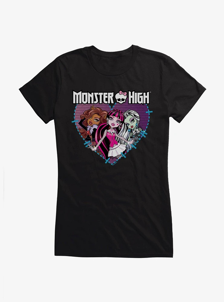 Monster High Stitched Heart Group Pose Girls T-Shirt