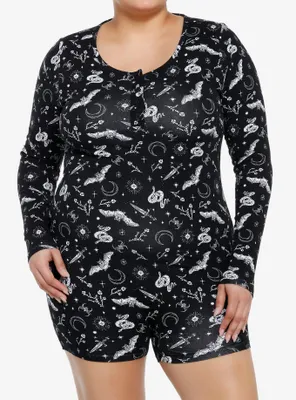 Cosmic Aura Bats & Snakes Long-Sleeve Romper Plus