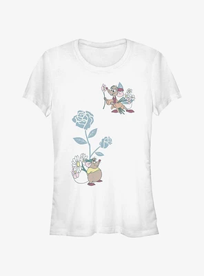 Disney Cinderella Jaq and Gus Mice Flowers Girls T-Shirt
