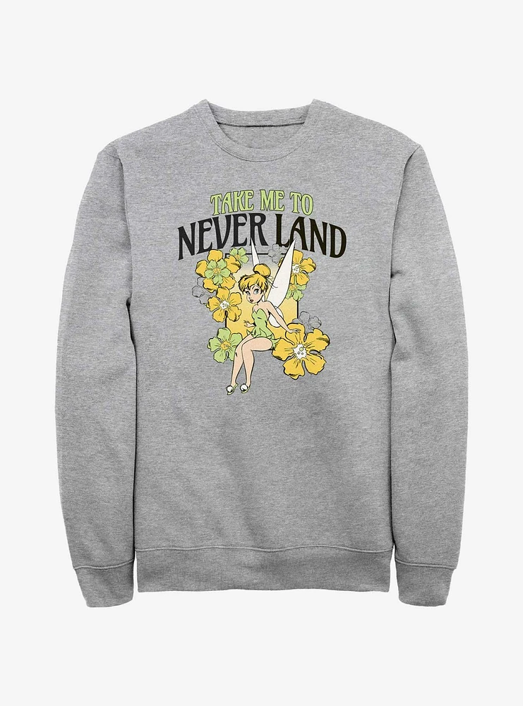 Disney Tinker Bell Tulips Take Me To Never Land Sweatshirt