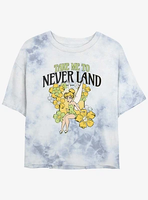 Disney Tinker Bell Tulips Take Me To Never Land Girls Tie-Dye Crop T-Shirt