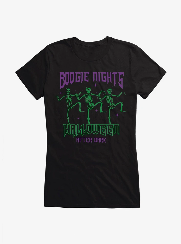 Boogie Nights Skeletons Halloween After Dark Girls T-Shirt