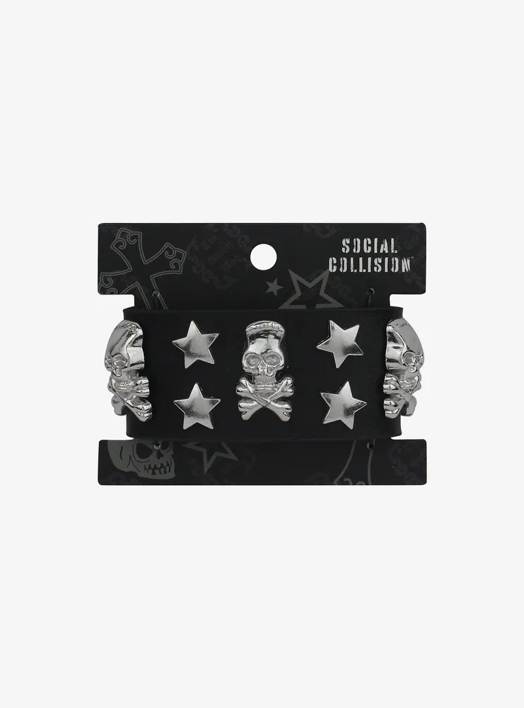 Social Collision® Skull & Crossbones Studded Cuff Bracelet