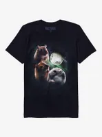 Hamster & Moon Collage Boyfriend Fit Girls T-Shirt By Random Galaxy