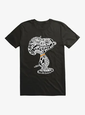 Peanuts Snoopy Halloween Word Cloud T-Shirt