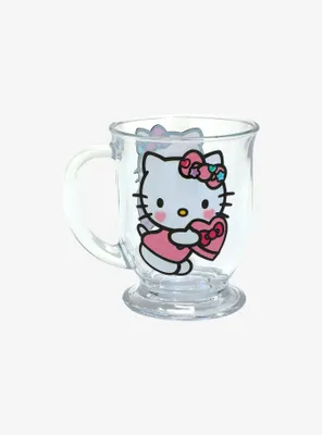 Hello Kitty Glitter Candy Heart Glass Mug