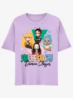 Demon Slayer: Kimetsu No Yaiba Chibi Group Boyfriend Fit Girls T-Shirt
