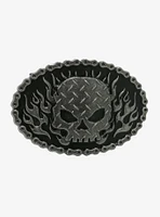 Flame Skull Single Belt Buckle