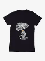 Peanuts Snoopy Halloween Word Cloud Womens T-Shirt