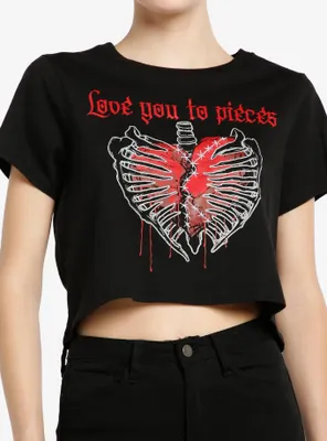 Social Collision Love You To Pieces Girls Crop T-Shirt