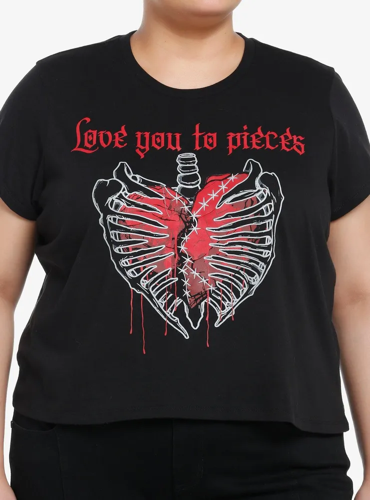 Social Collision Love You To Pieces Girls Crop T-Shirt Plus